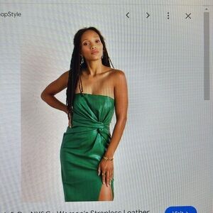 NEW, NY& Co. strapless, leather side knot dress Green, NEW WITH TAGS ATTACHED